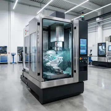 CNC machining center producing precision defense components in a manufacturing facility