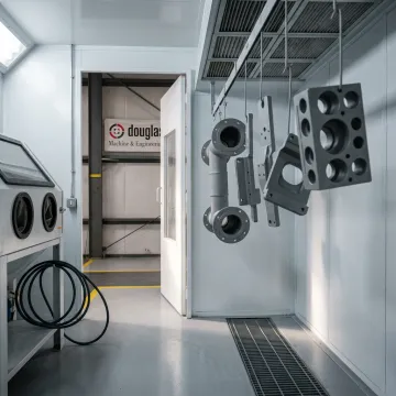 Industrial powder coating applied to metal parts