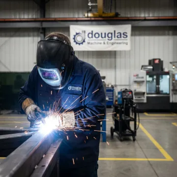 Custom welding fabrication in a metal fabrication shop