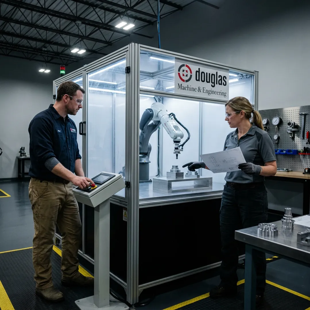 Engineers validating an industrial automation cell