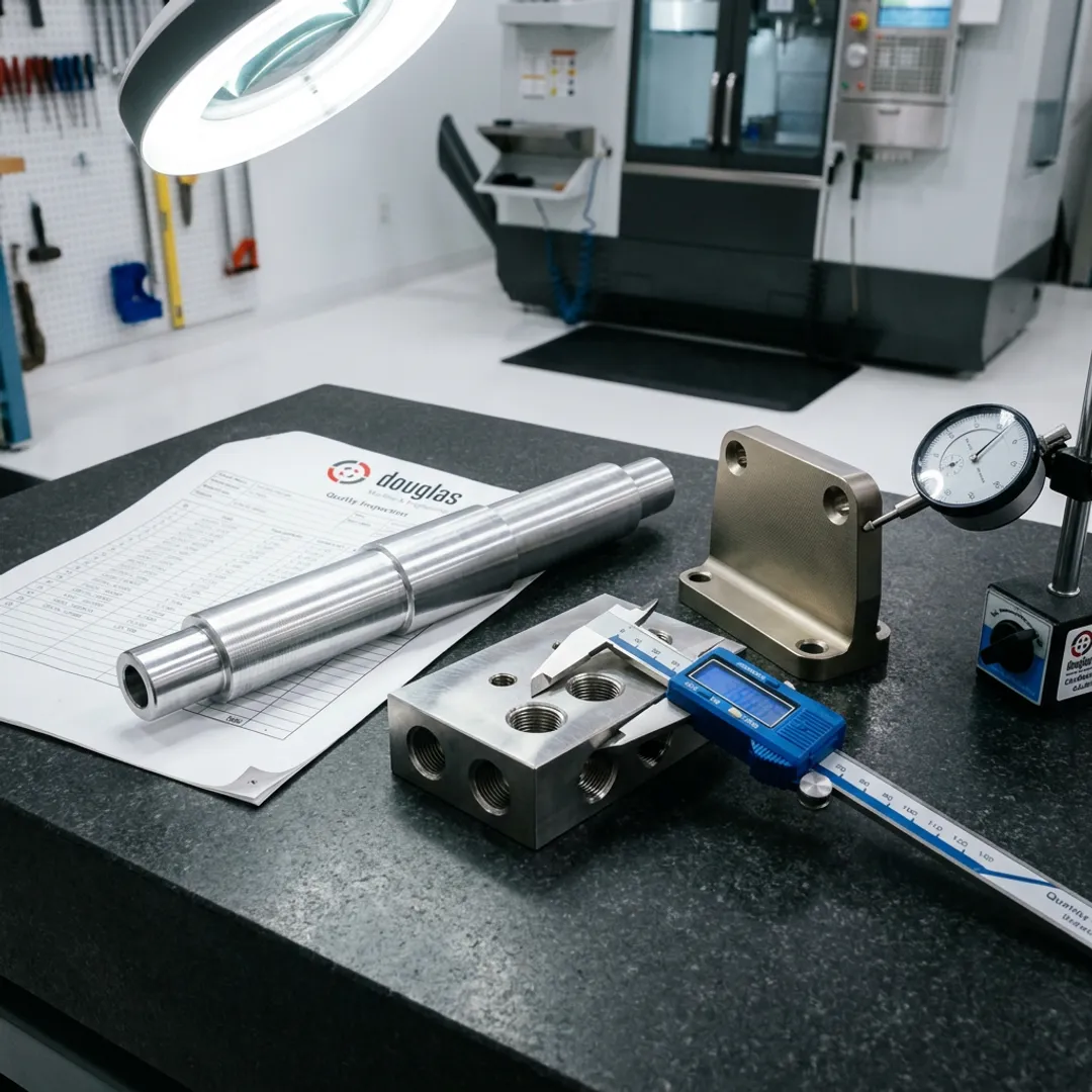 Machined metal components being inspected