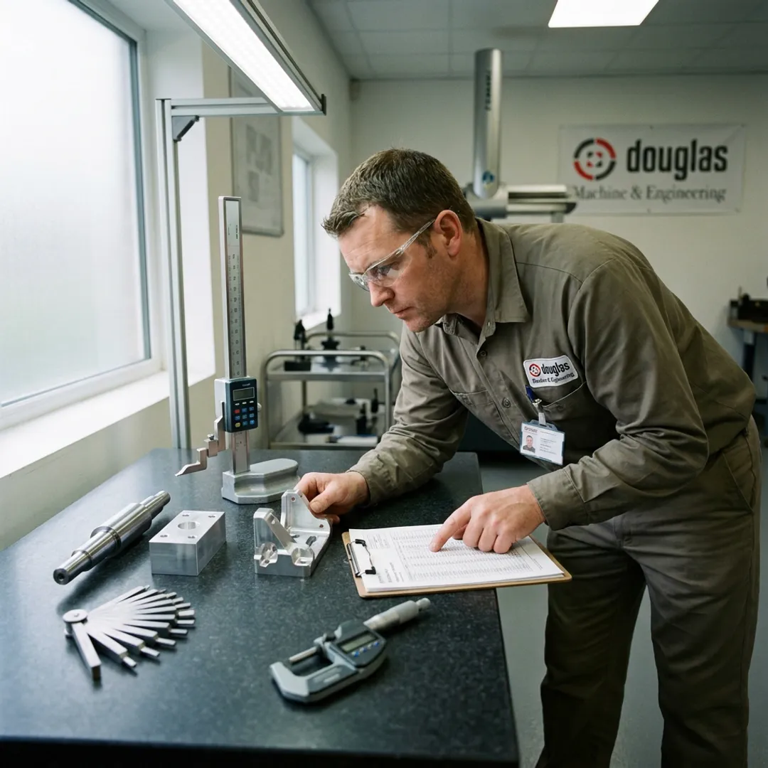 Inspector reviewing dimensional inspection report