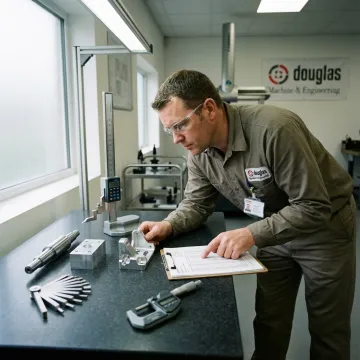 Inspector reviewing dimensional inspection report