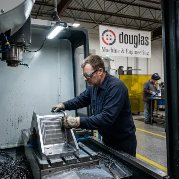 Technician preparing truck parts for powder coating