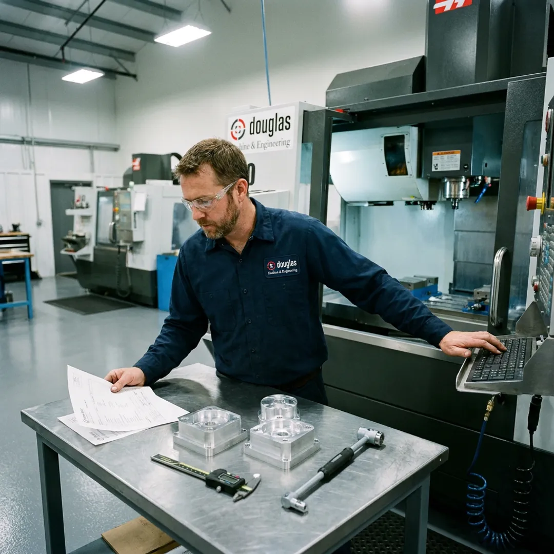 Engineer reviewing CNC machining workflow