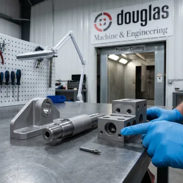 Metal parts being inspected after blast cleaning