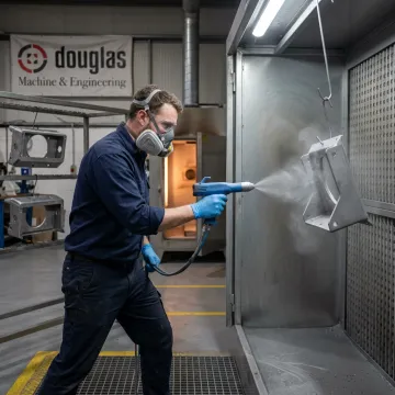 Industrial powder coating applied to metal parts