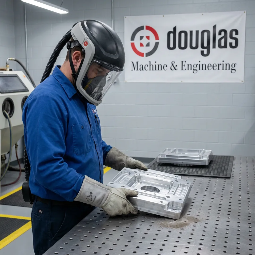 Technician preparing parts for powder coating