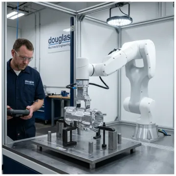 Collaborative robot working in an industrial automation cell