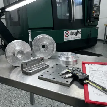 Precision machined metal components in a CNC shop