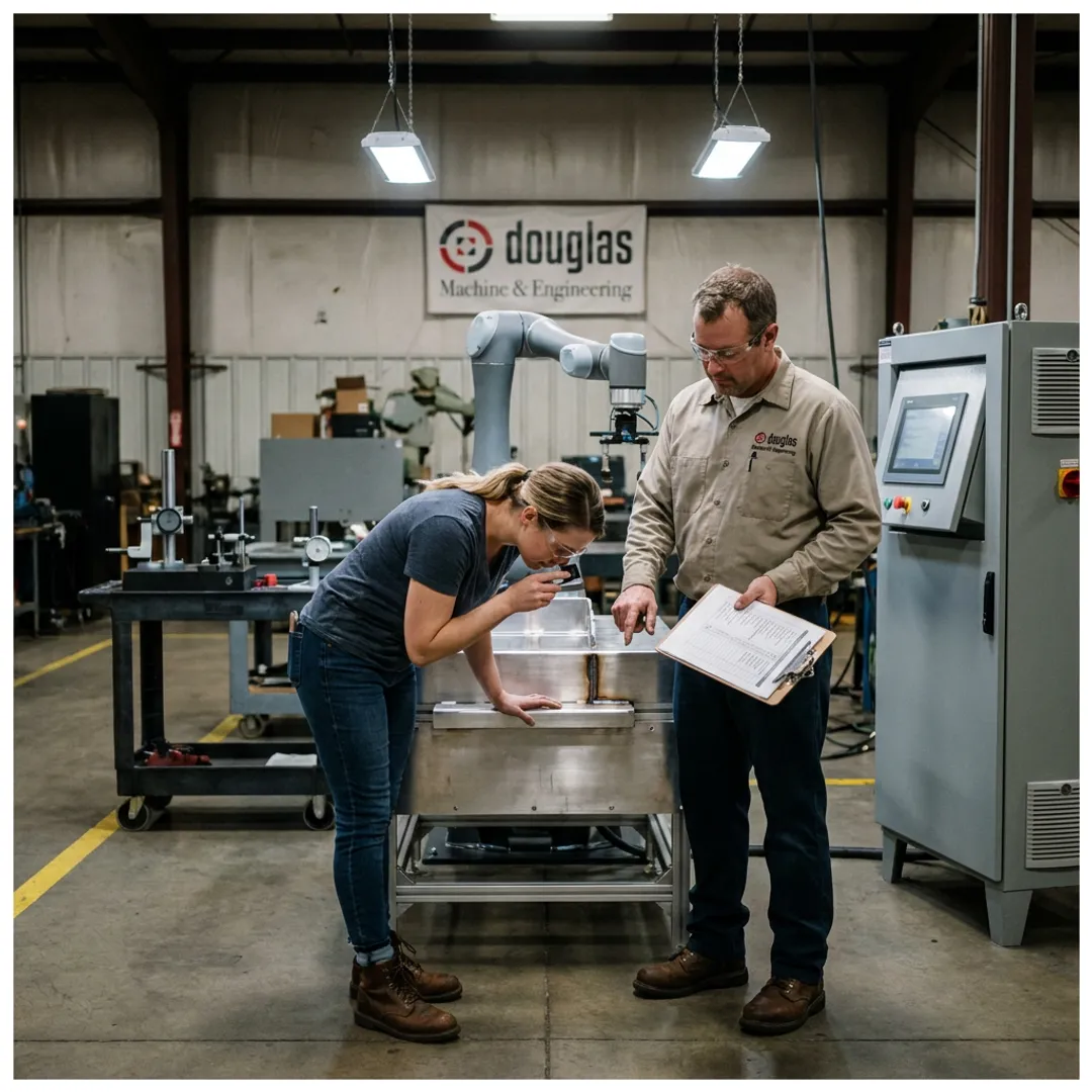 Technicians validating an automated assembly cell