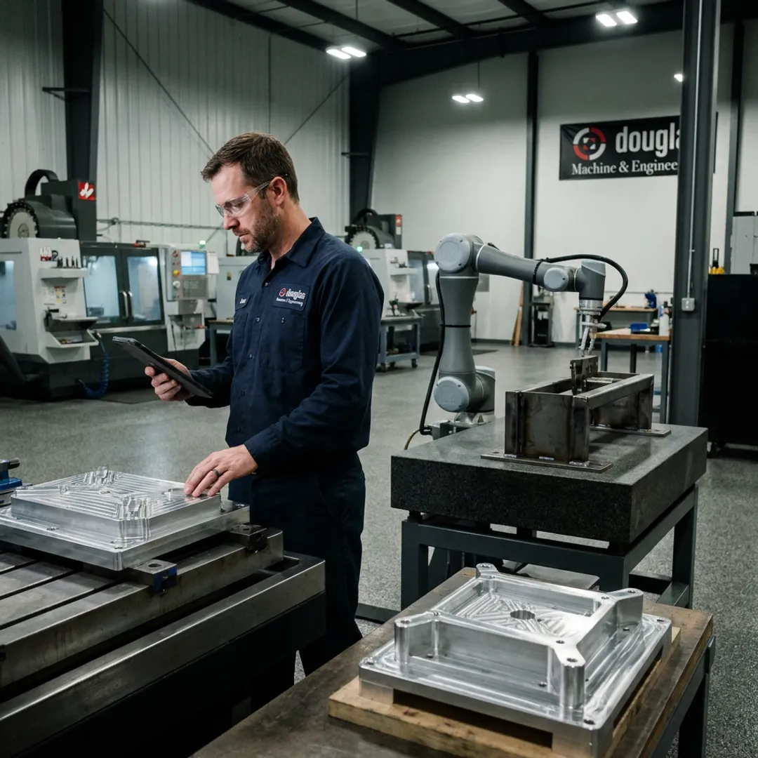 Engineer testing a robotic automation unit