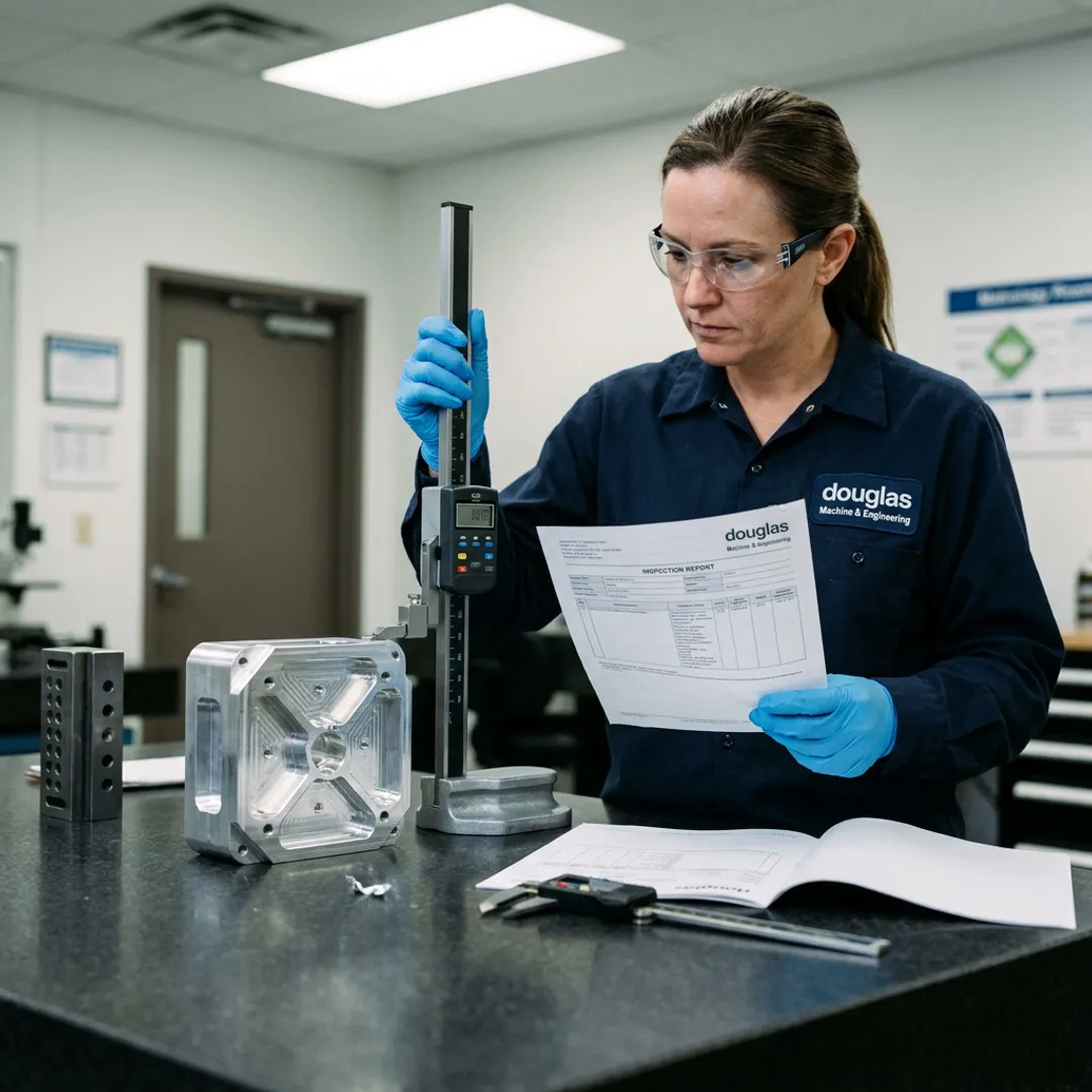 Inspector reviewing quality measurements