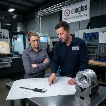 Precision CNC machine shop with mills and metal components
