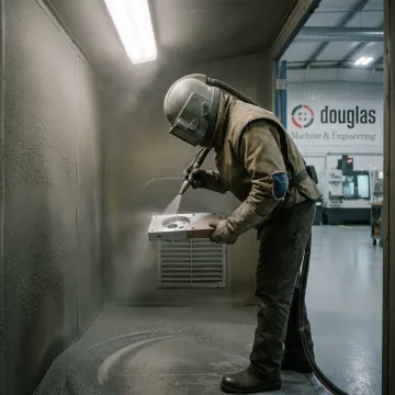 Abrasive media blasting metal parts