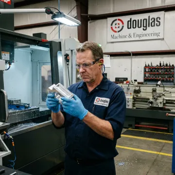 Precision CNC machining and fabrication work in a manufacturing shop