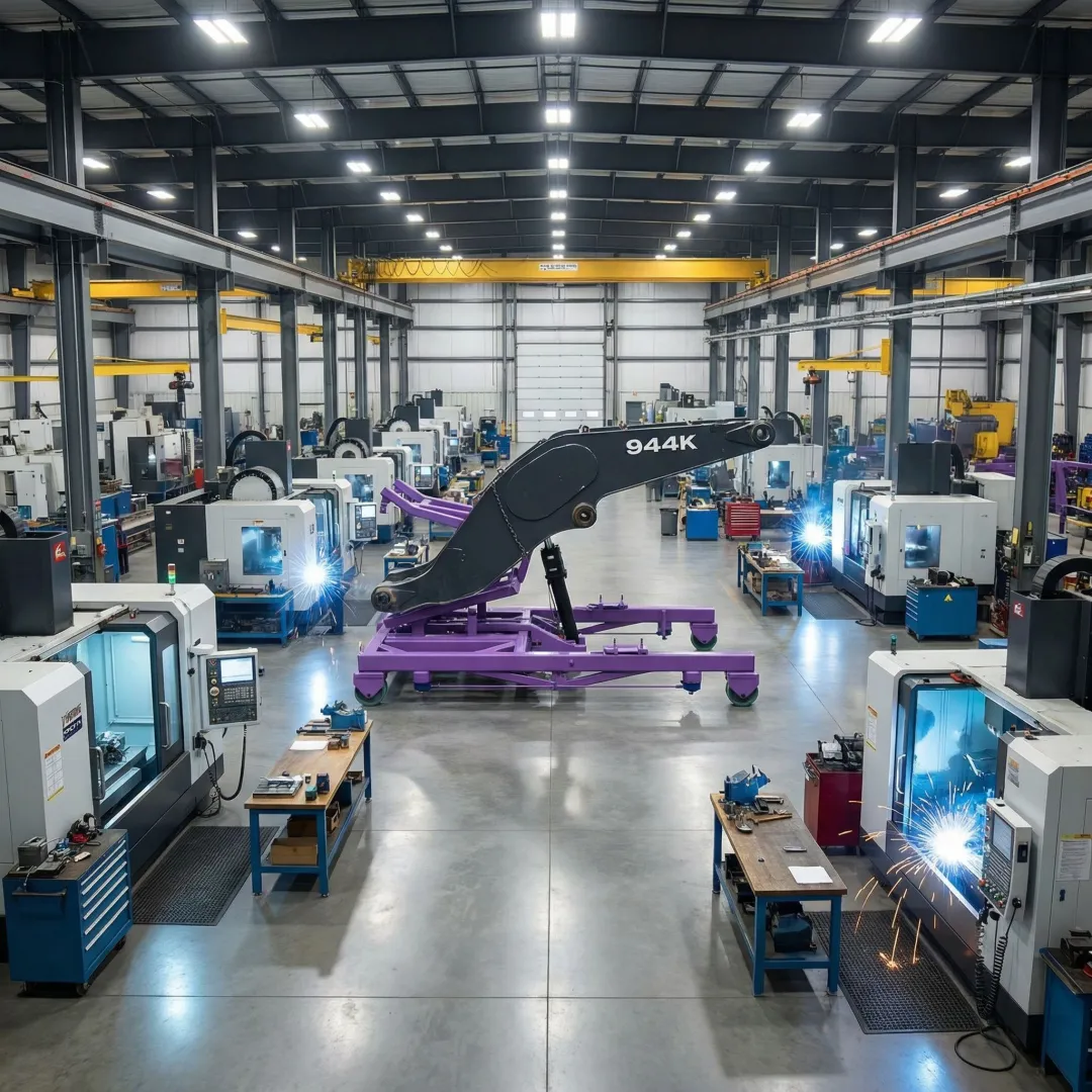 Comprehensive metal fabrication workflow inside a Michigan manufacturing facility showing welding, machining, and assembly stations