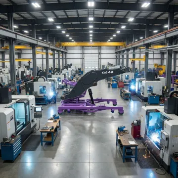 Comprehensive metal fabrication workflow inside a Michigan manufacturing facility showing welding, machining, and assembly stations