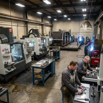 Custom metal fabrication shop with CNC machinery