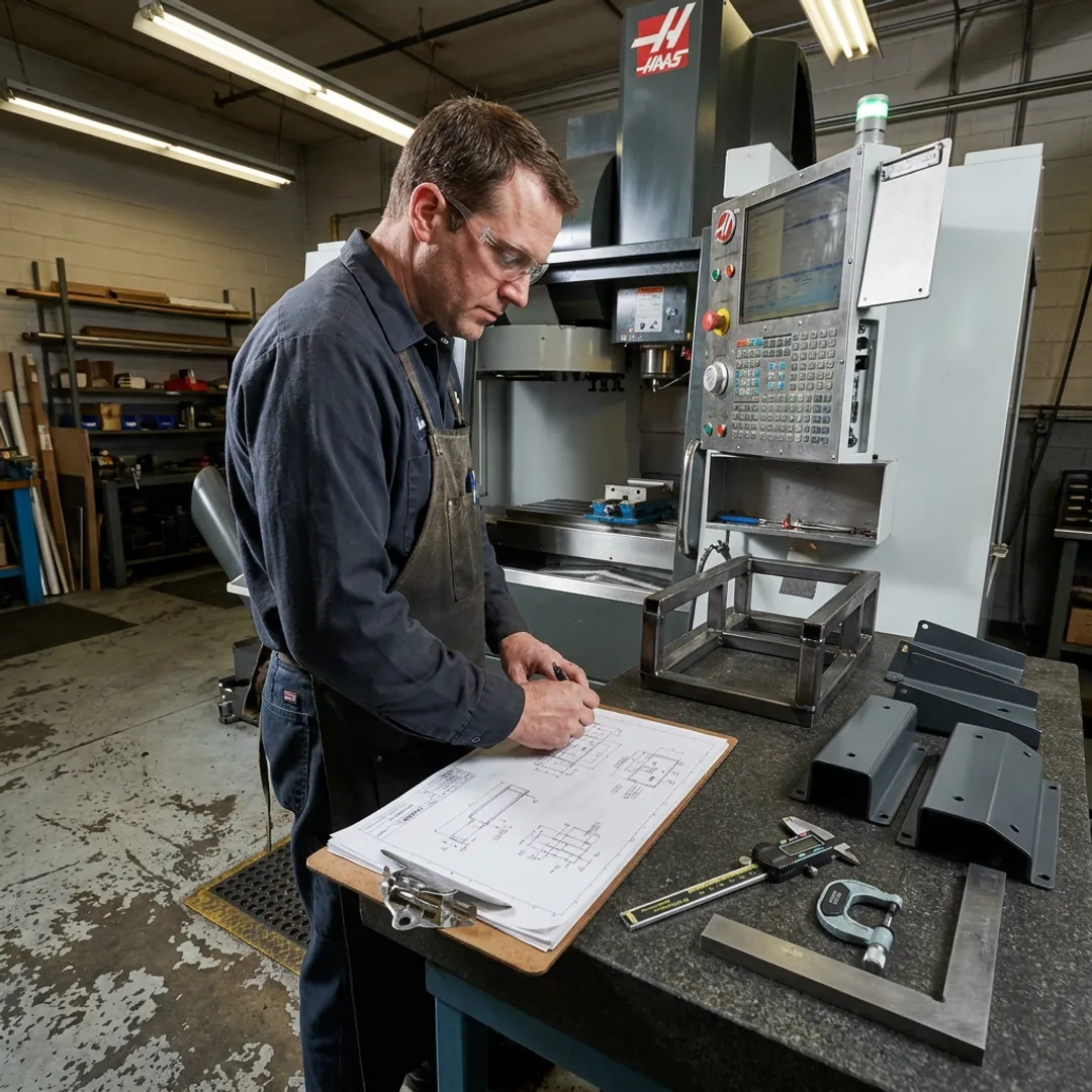 Engineer reviewing fabrication drawings