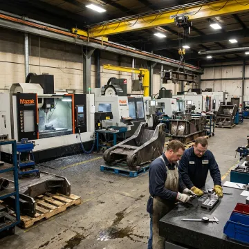 Industrial metal fabrication shop with CNC machinery