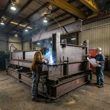 Heavy equipment fabrication in a precision manufacturing shop