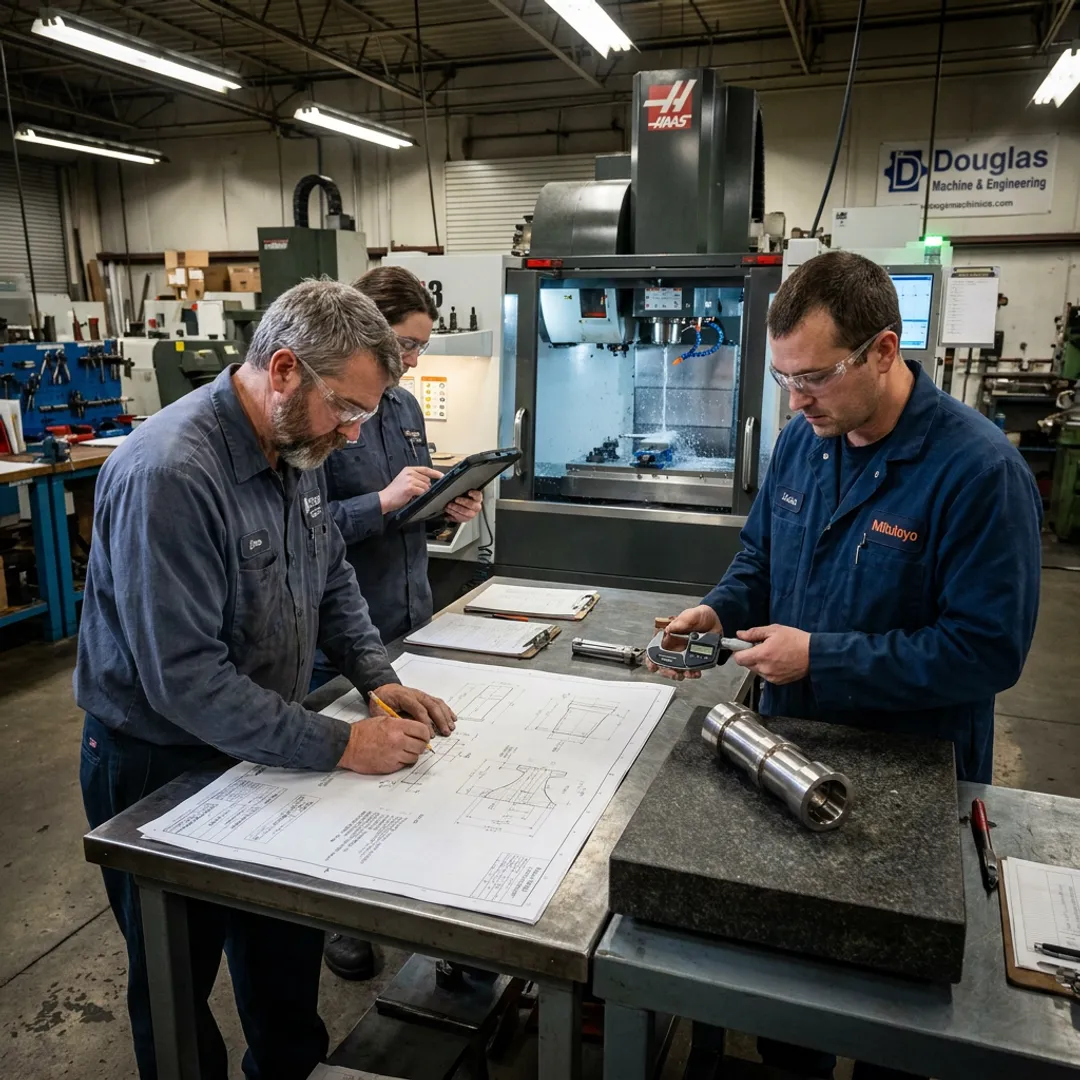 CNC manufacturing process review with machined parts