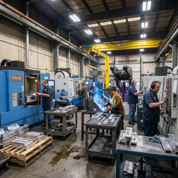 CNC machining and metal fabrication shop floor