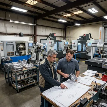Engineers reviewing a turnkey manufacturing project