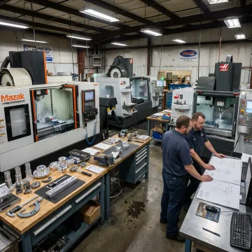 Precision CNC machine shop with metal components