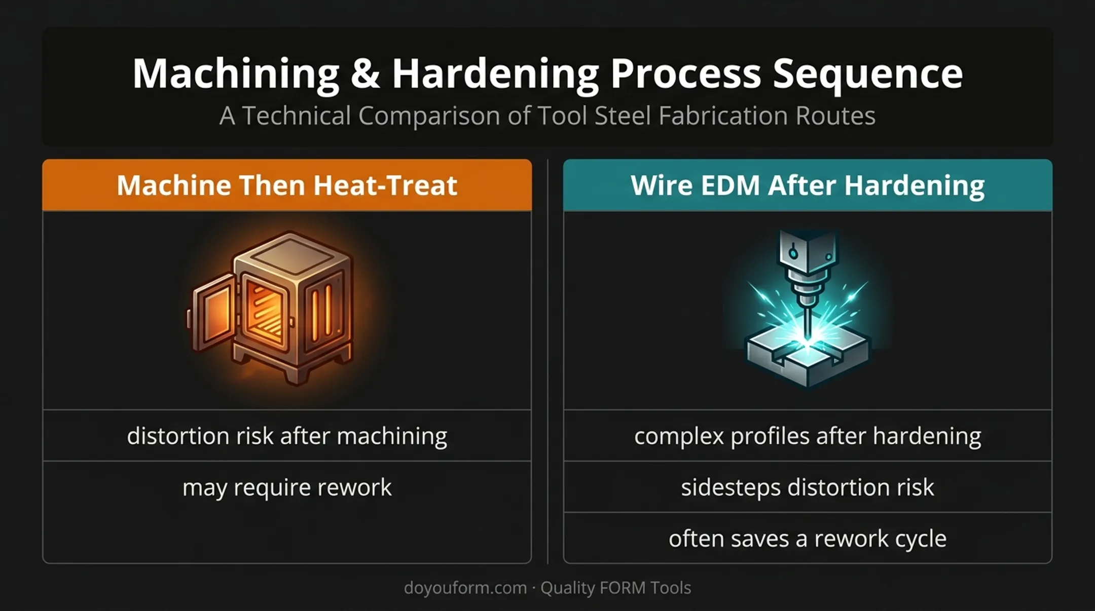 Wire EDM profiling before versus after heat treatment comparison