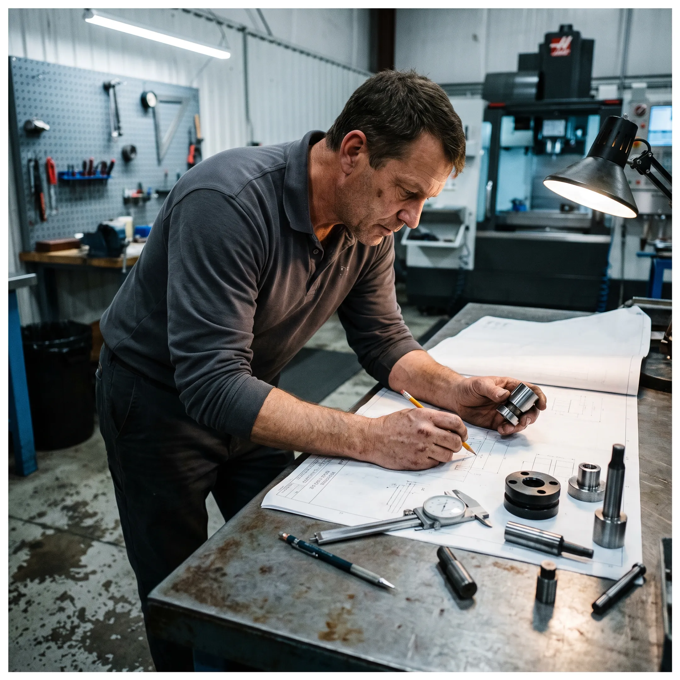 Custom die tooling and precision machined components in an industrial manufacturing setting