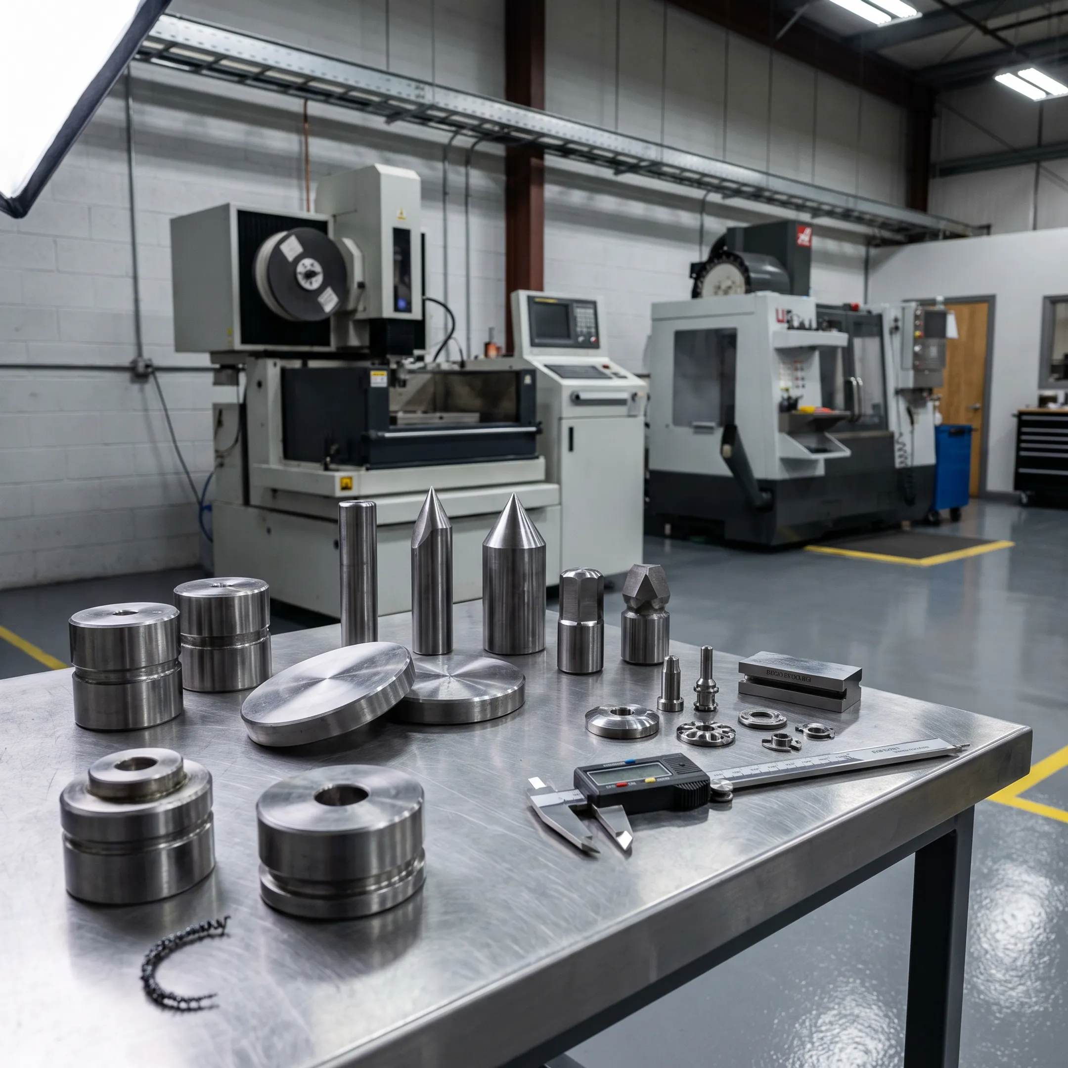 Precision fastener tooling and machined components in an industrial manufacturing setting