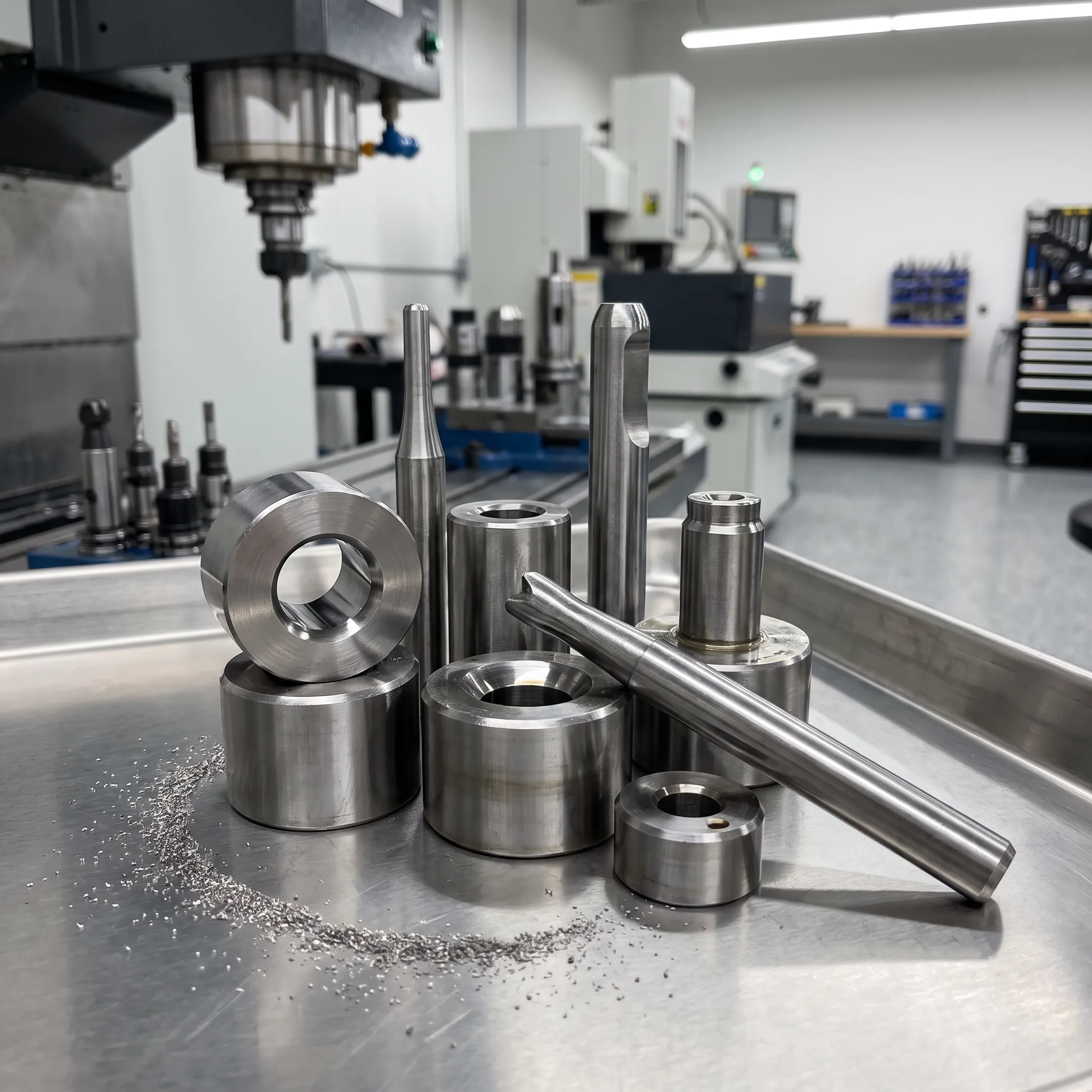 Precision wire drawing die tooling in a machining workshop