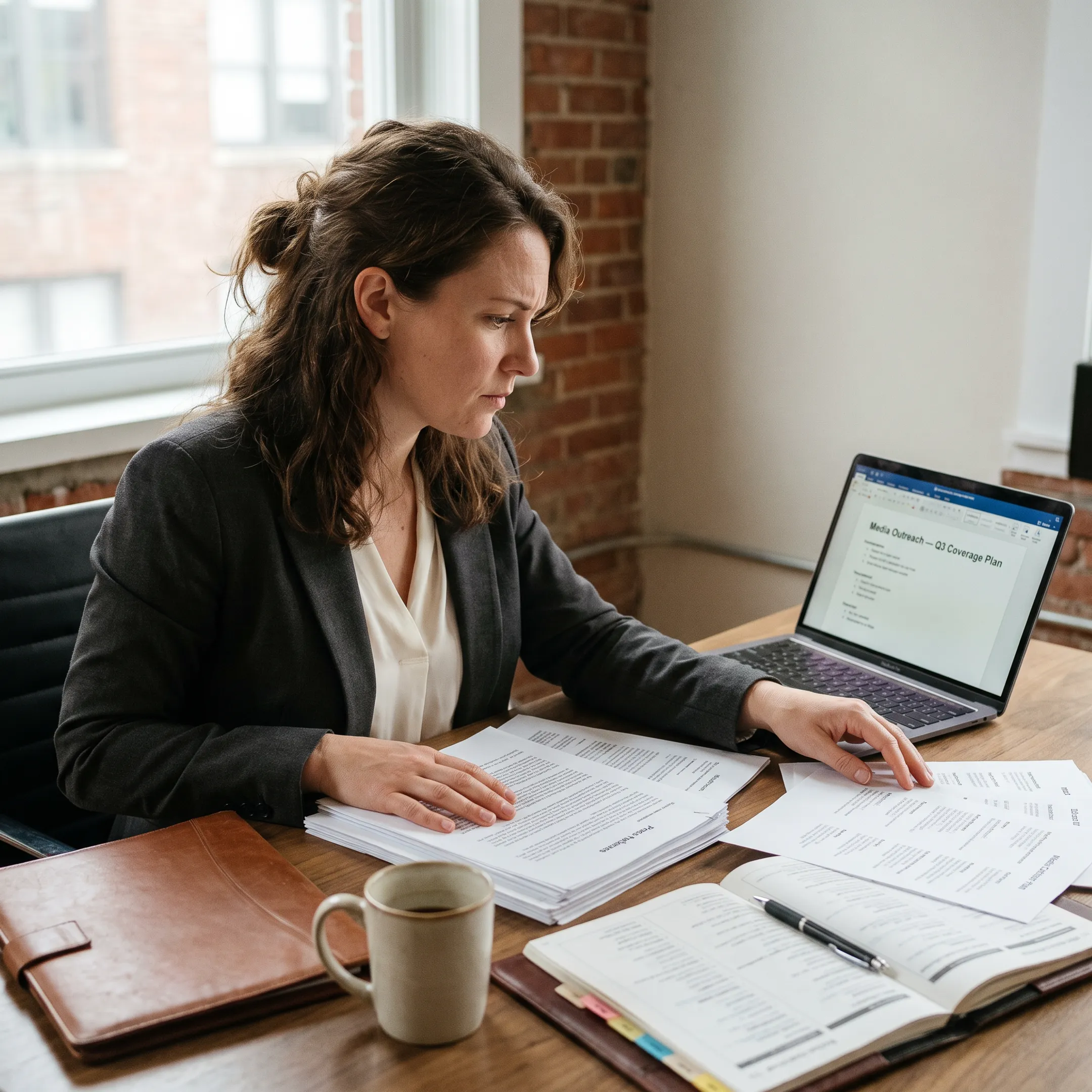 Public relations strategist developing a media outreach plan
