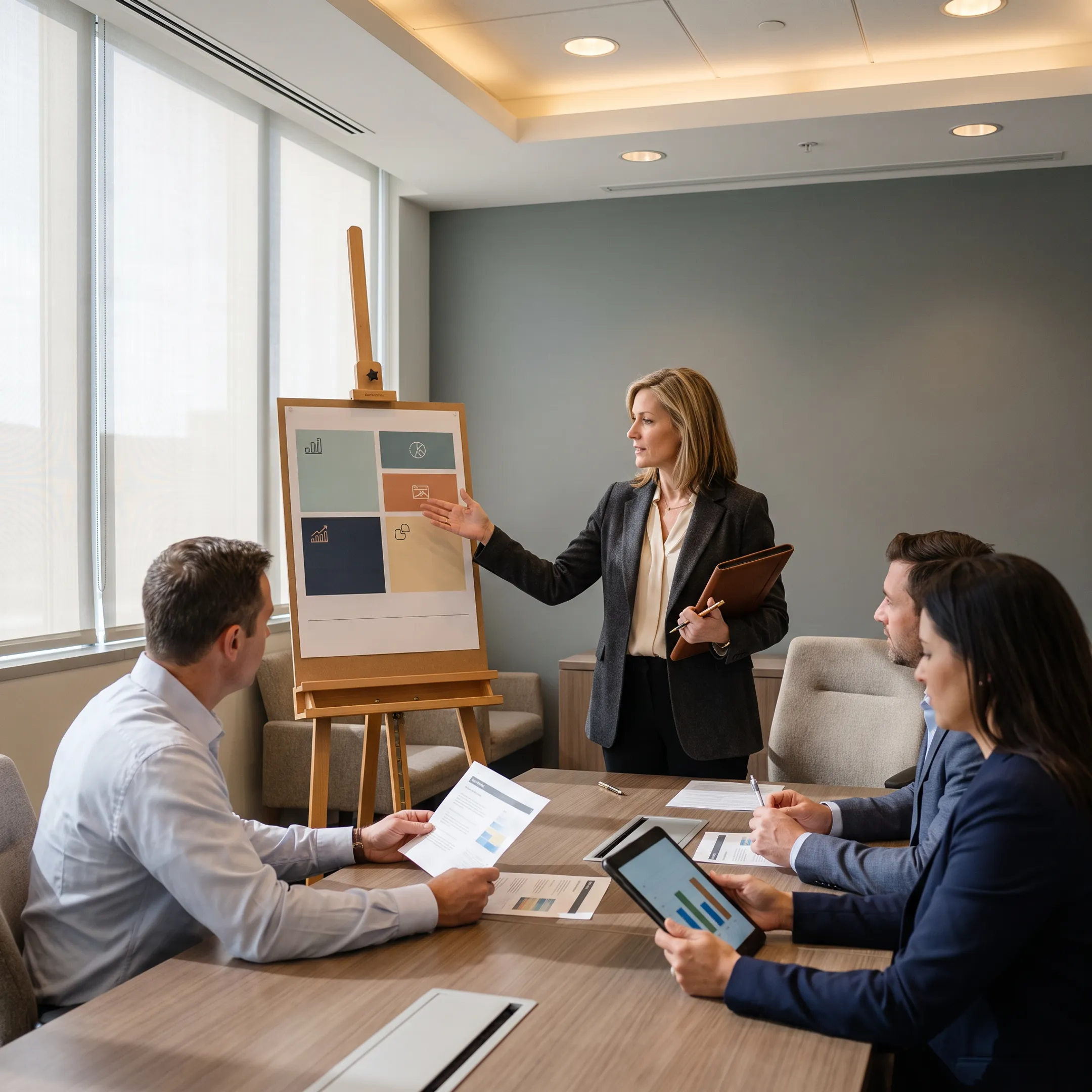Marketing strategist presenting B2B software campaign messaging and content strategy