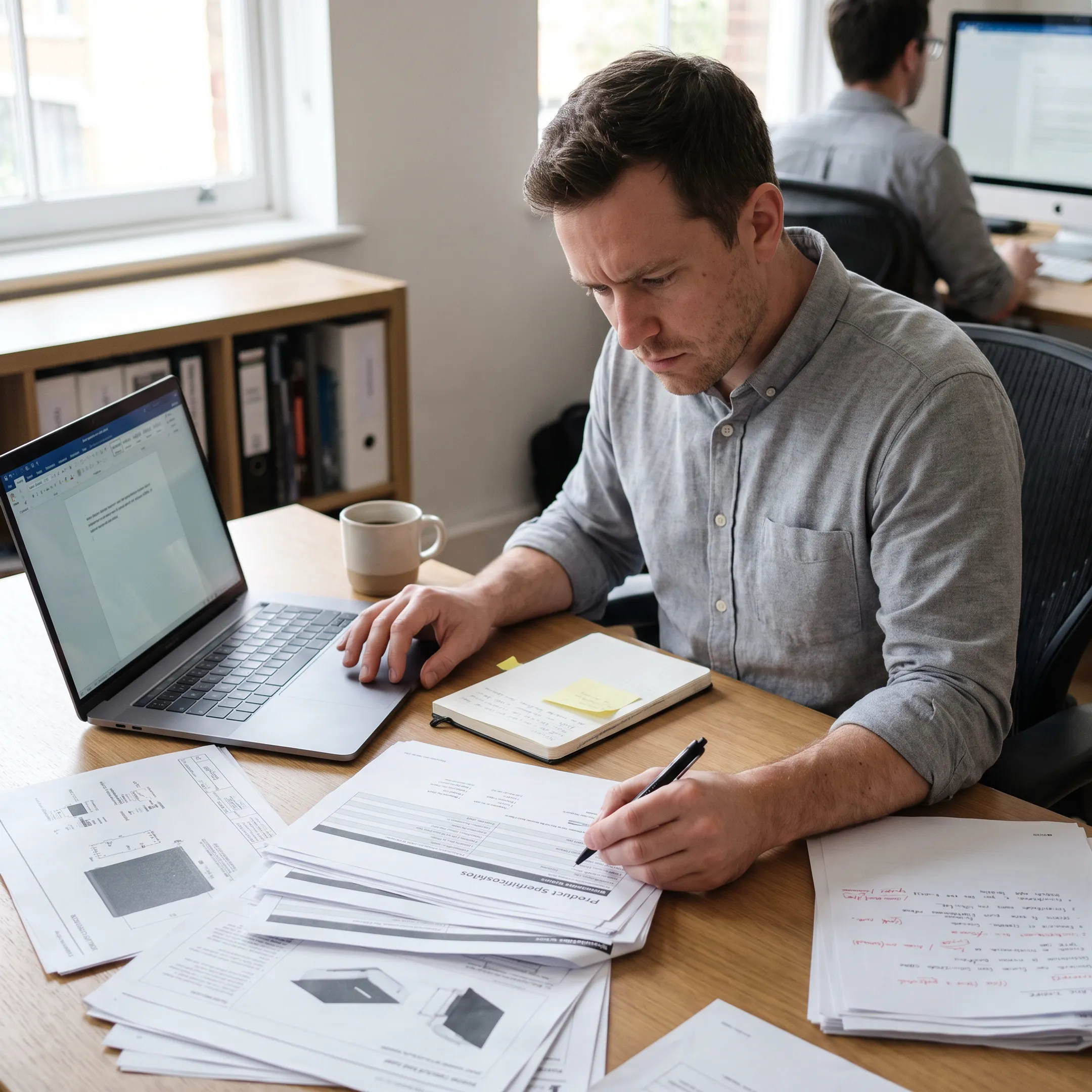 Writer developing clear content from complex technical information