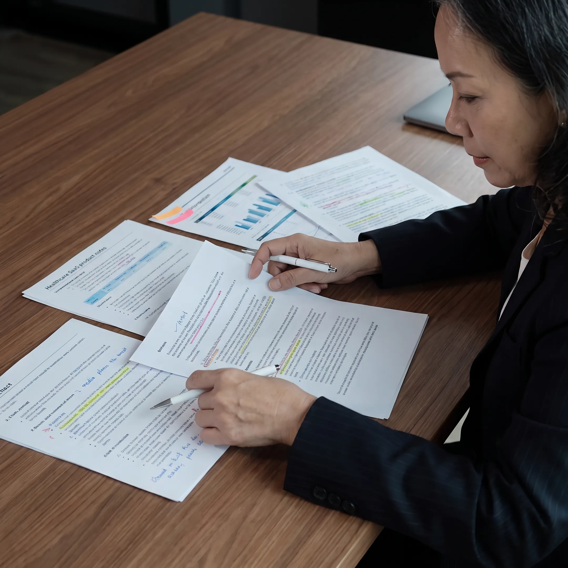 Strategist developing healthcare SaaS messaging