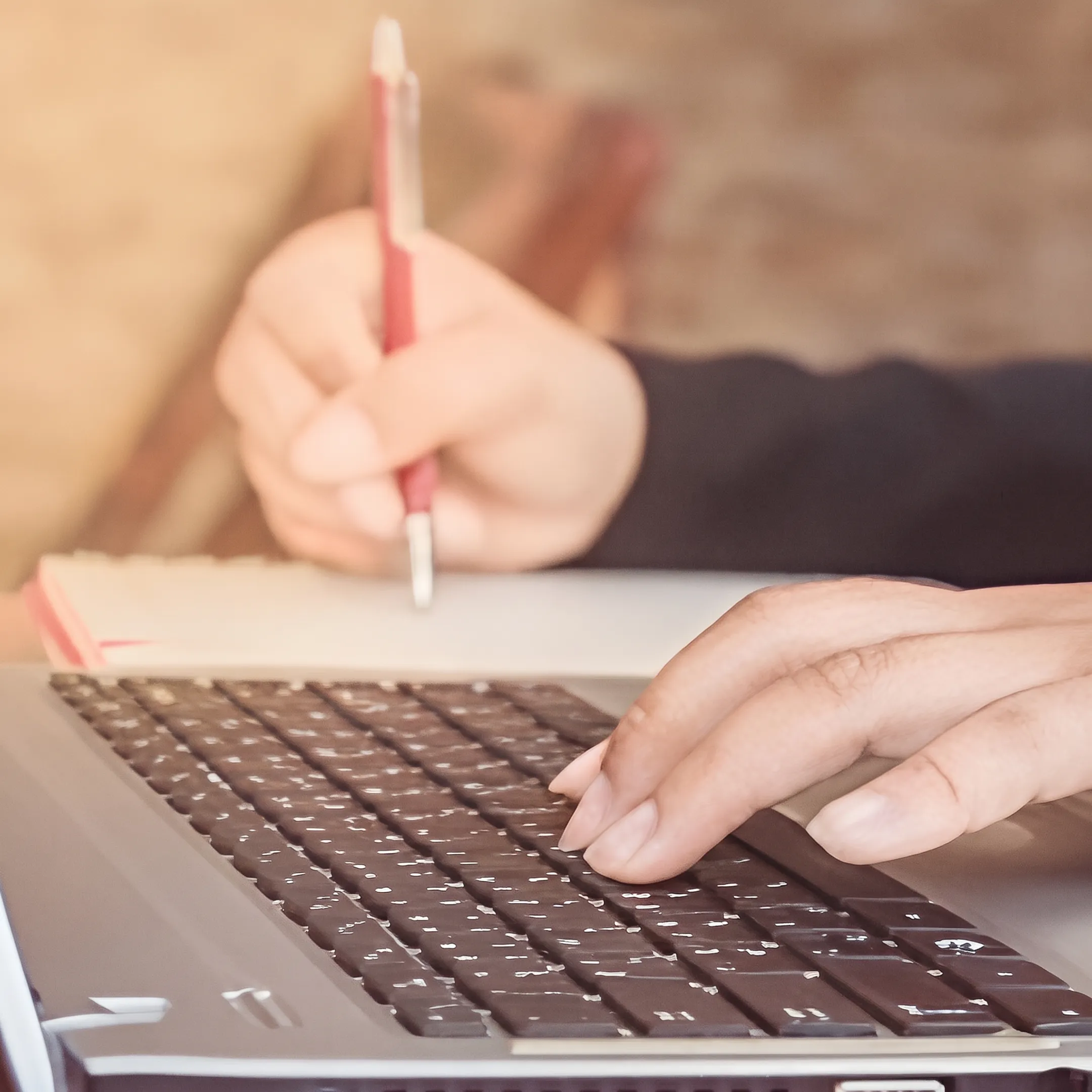 Technical writer creating clear technology content at a professional workstation