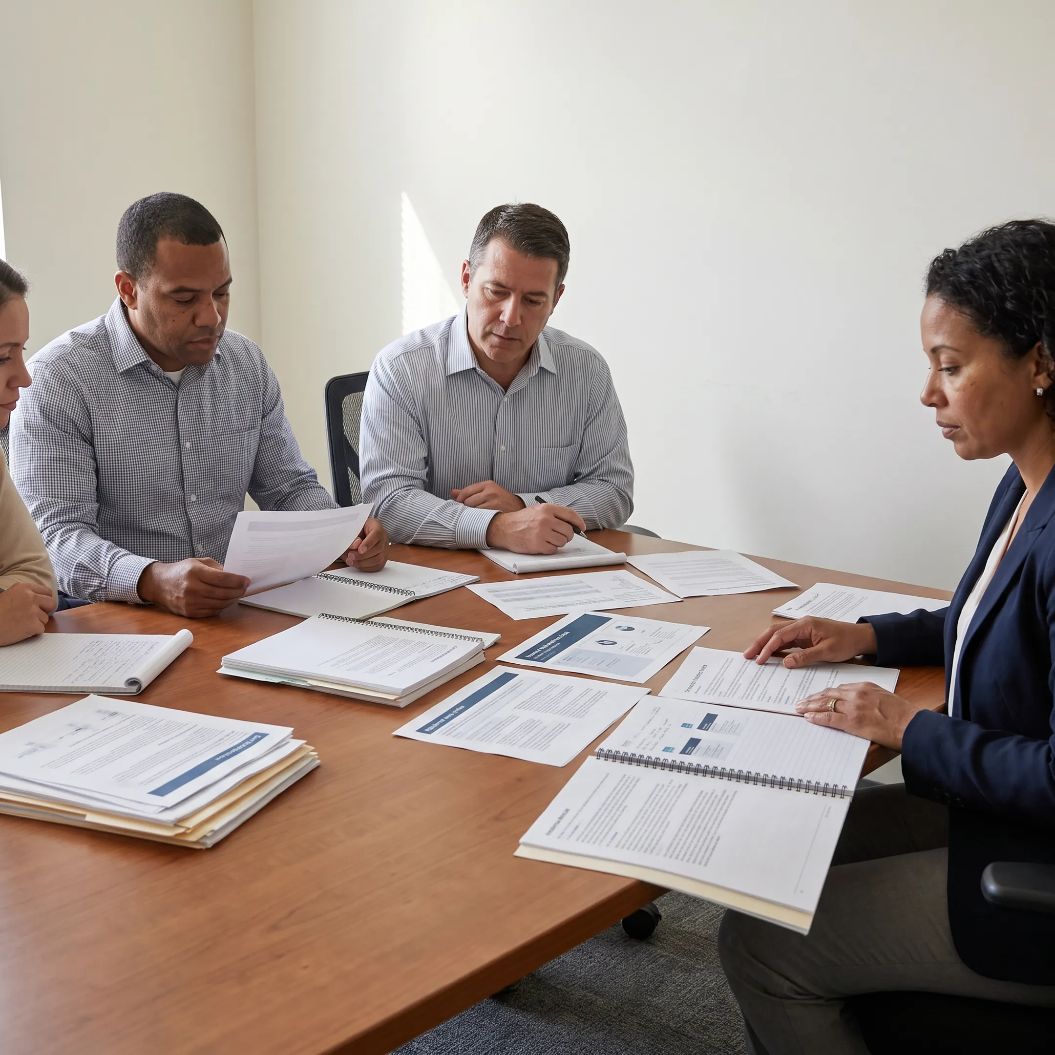 Strategists developing clear marketing messages for a government contractor