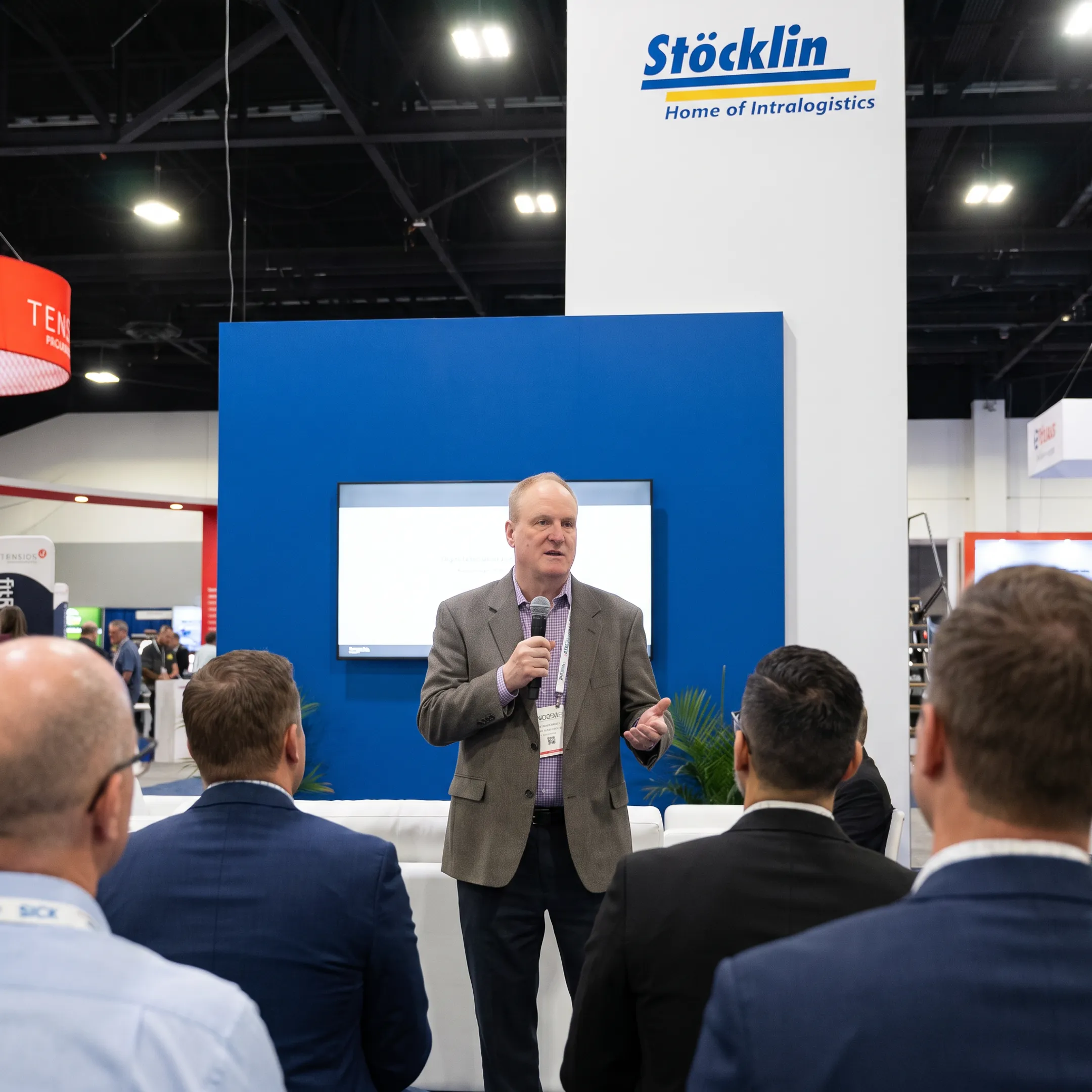 Executive sharing industry insights during a professional thought leadership presentation