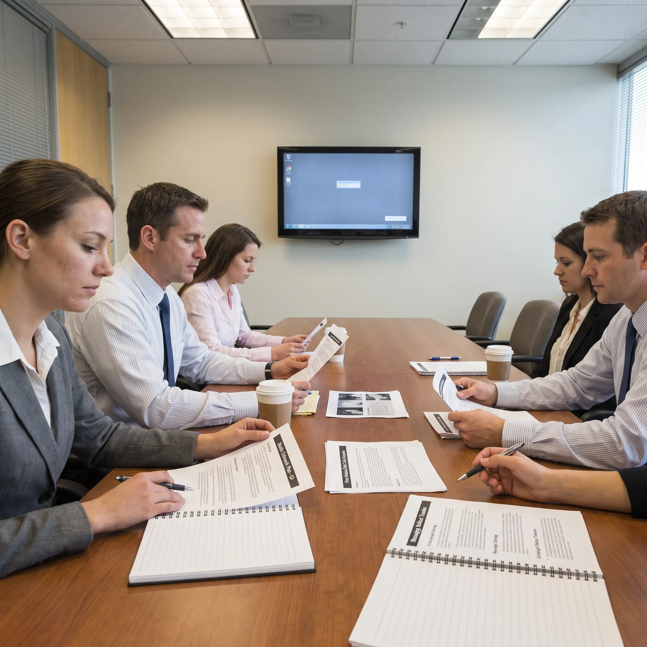 Public relations team planning media outreach and communications strategy