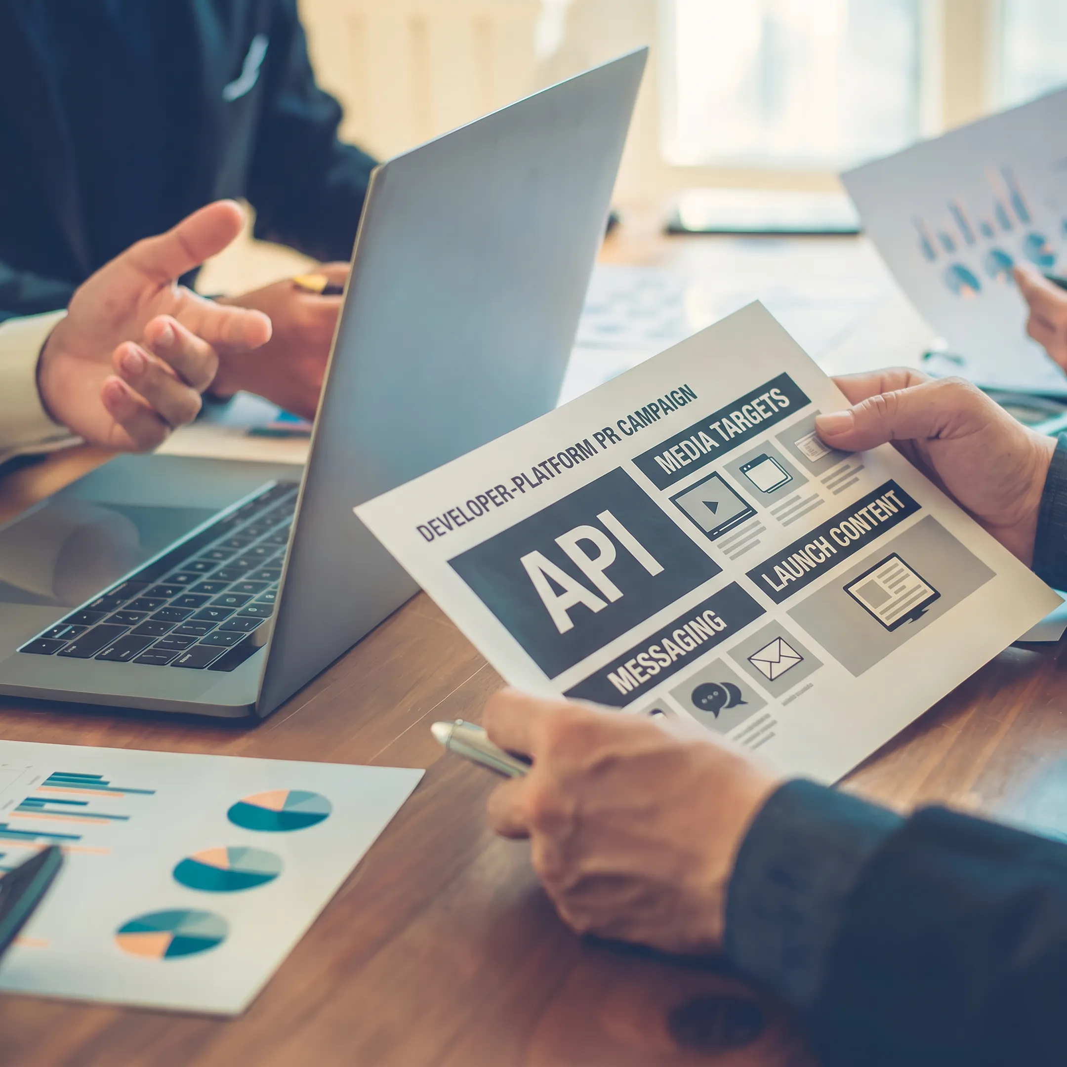 Strategist presenting API and developer platform PR campaign
