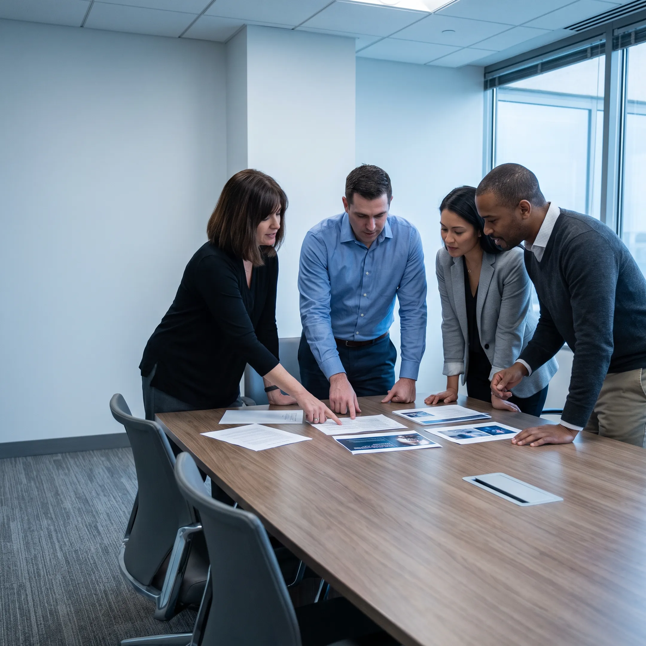 Healthtech communications team planning media outreach and executive thought leadership