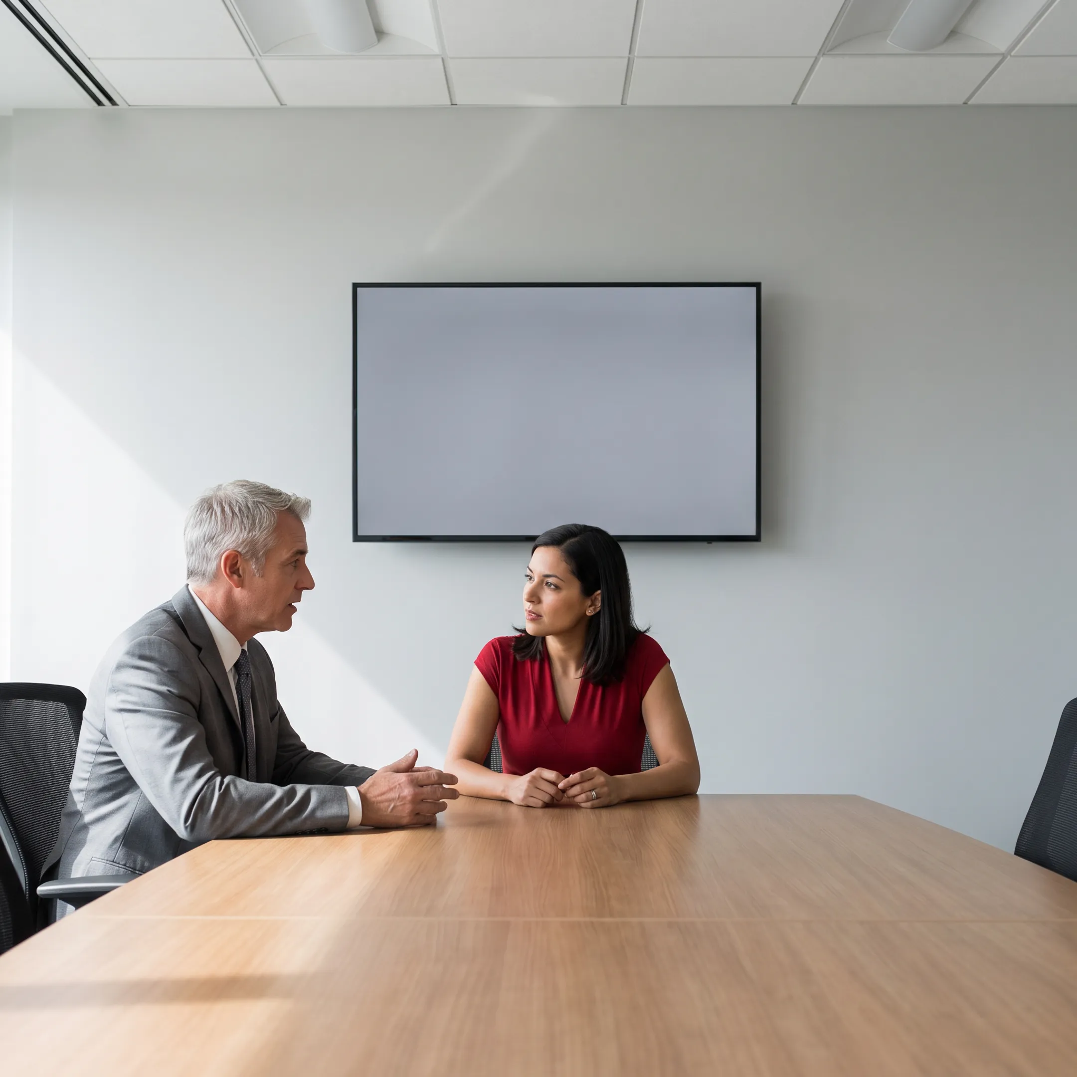 Security technology executive speaking with public relations advisor