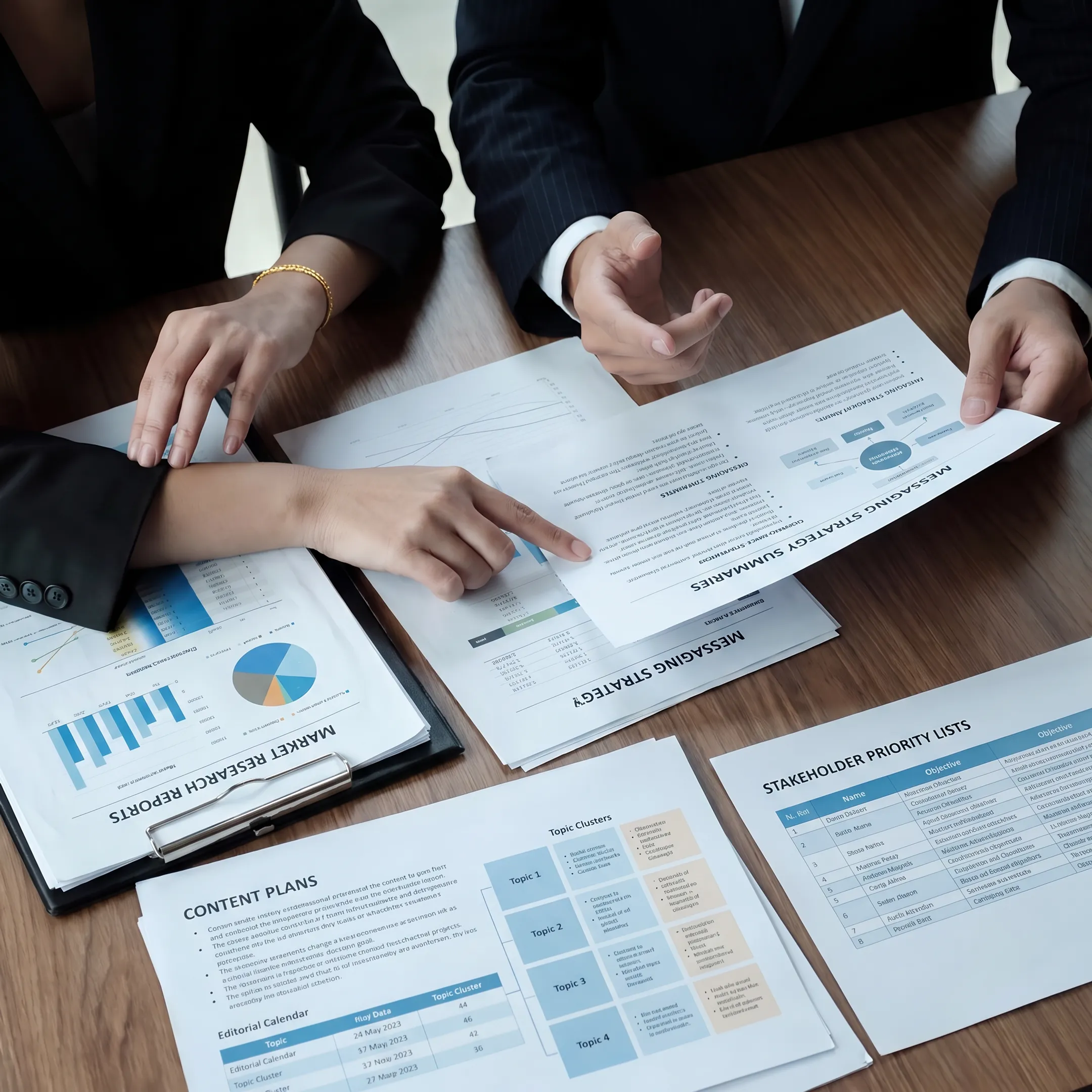 Strategic communications planning session for a B2B company