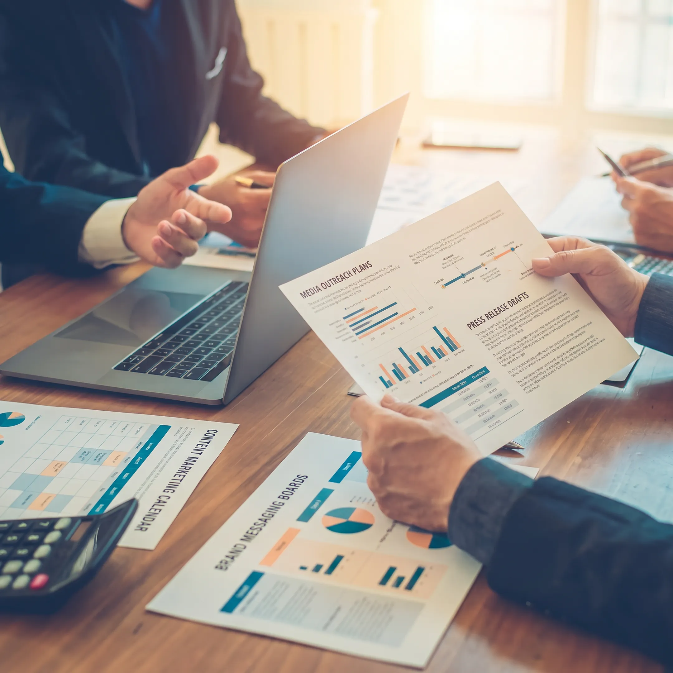 Strategists planning an integrated public relations campaign
