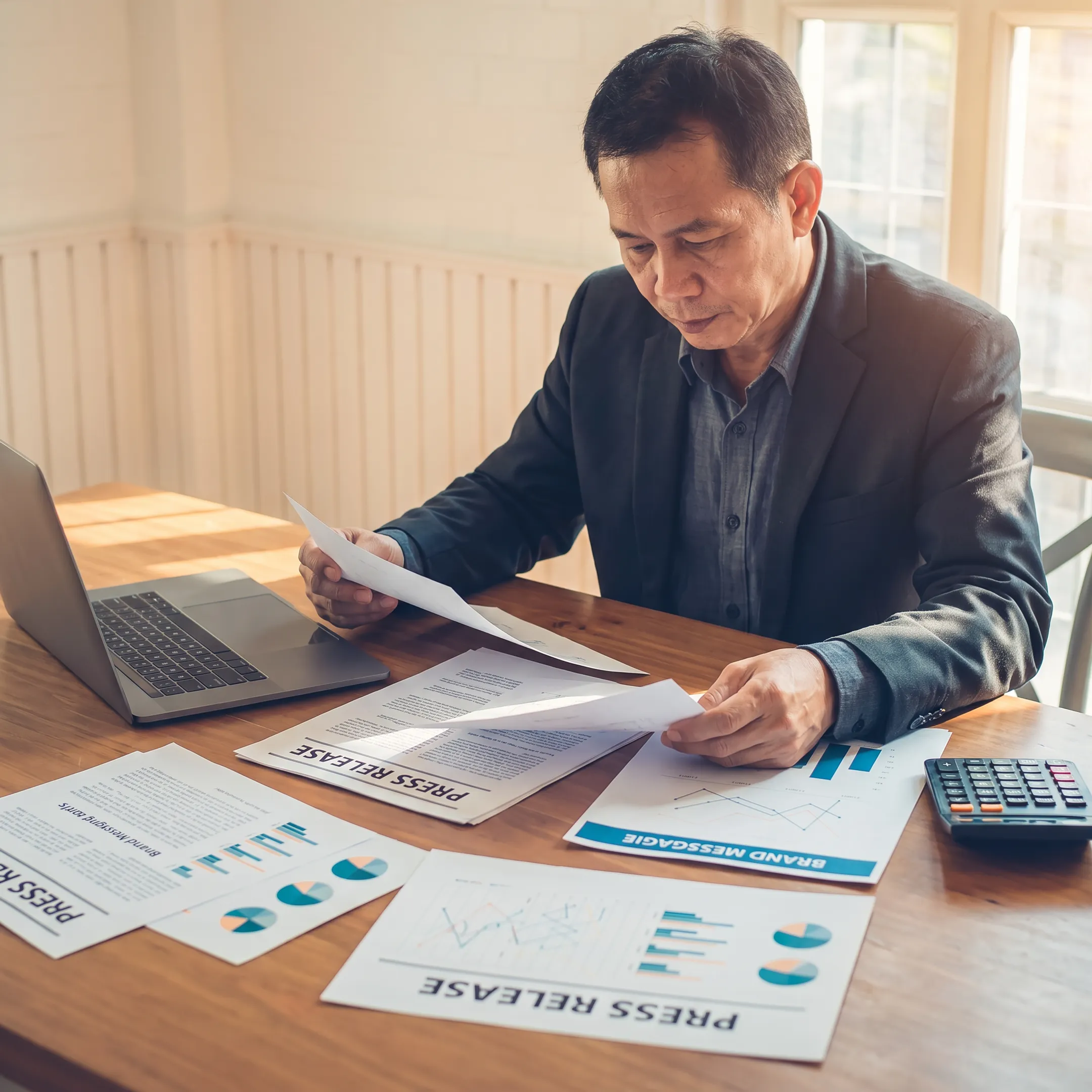 PR strategist developing messaging and media content for a business client
