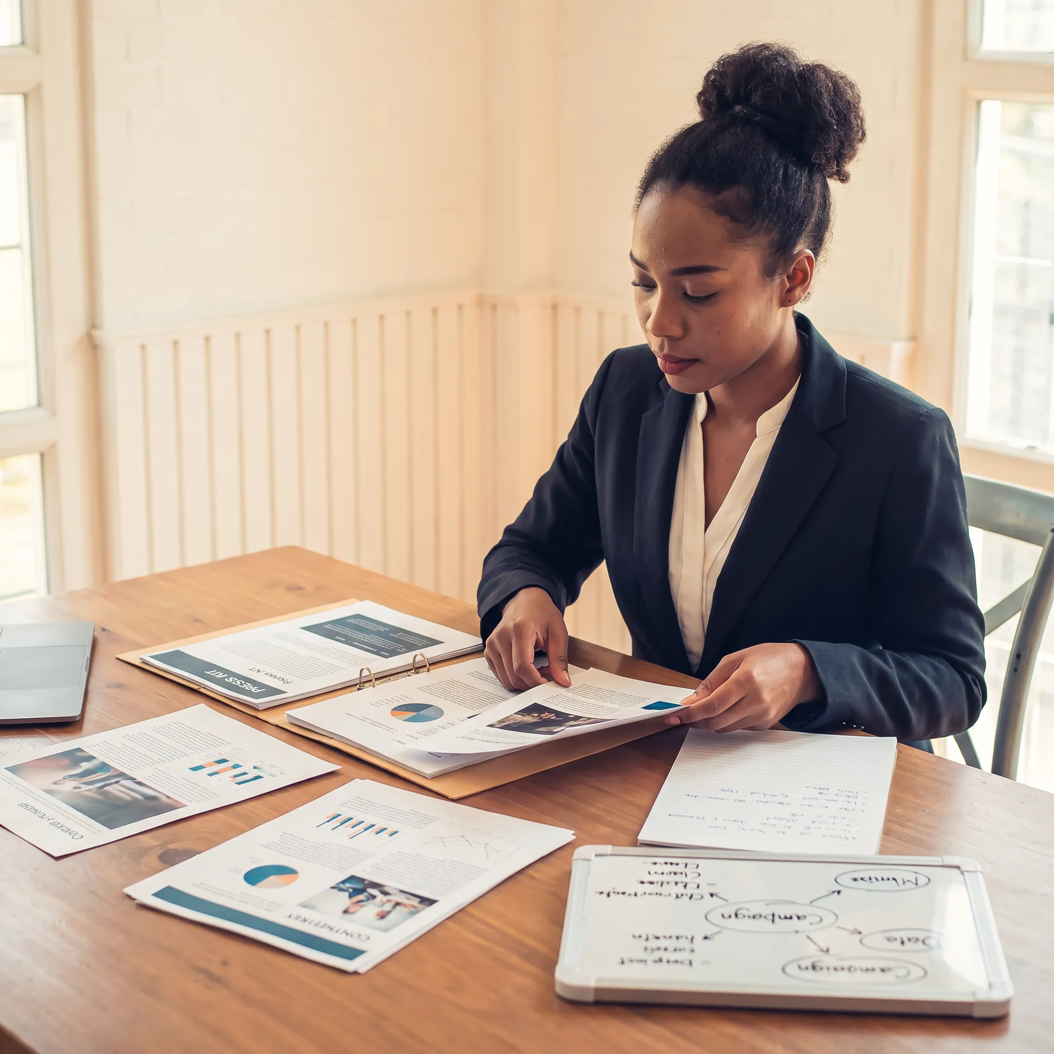PR strategist planning media outreach and content marketing campaign