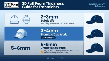 3D puff embroidery foam thickness selection guide for different garment applications